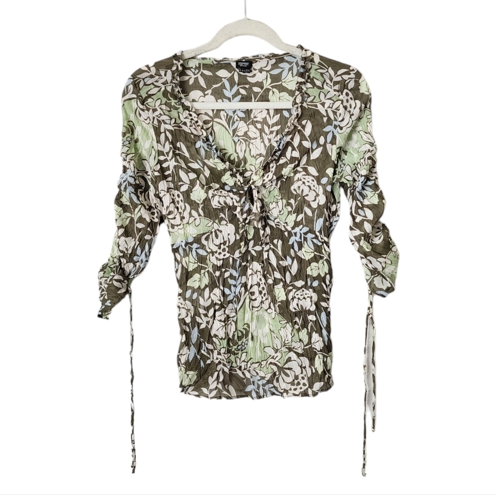 ESPRIT‎ x VINTAGE 90s sheer long sleeve floral top size 6